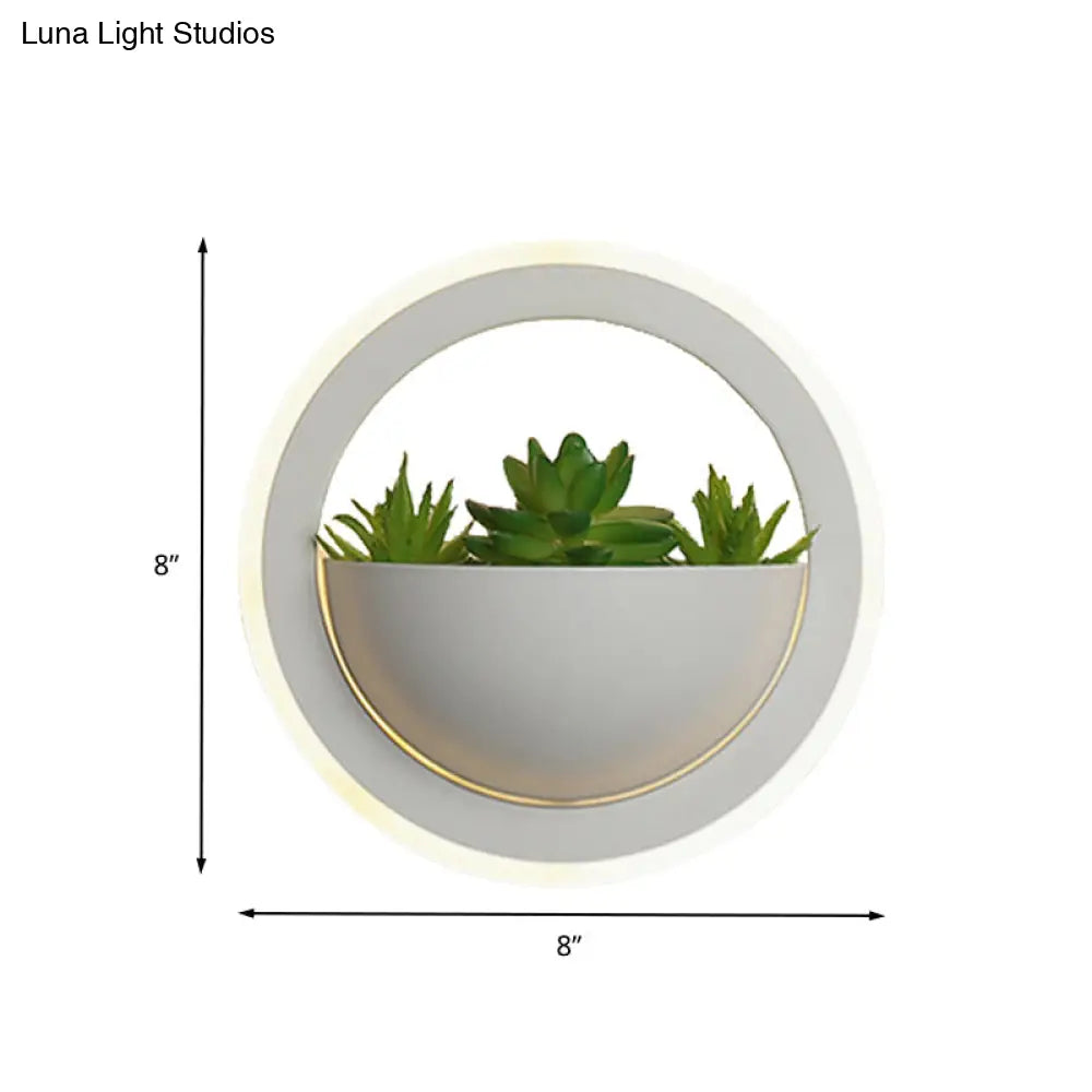 Modern Acrylic Led Wall Light In White: Round/Rectangle/Rhombus Shape For Indoor Plants With