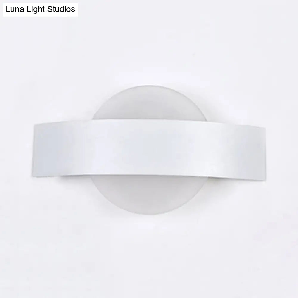 Modern Acrylic Led Wall Sconce With Metal Backplate In Black/White Finish And White/Warm Lighting