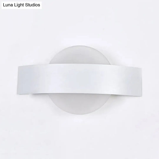 Modern Acrylic Led Wall Sconce With Metal Backplate In Black/White Finish And White/Warm Lighting