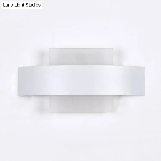 Modern Acrylic Led Wall Sconce With Metal Backplate In Black/White Finish And White/Warm Lighting