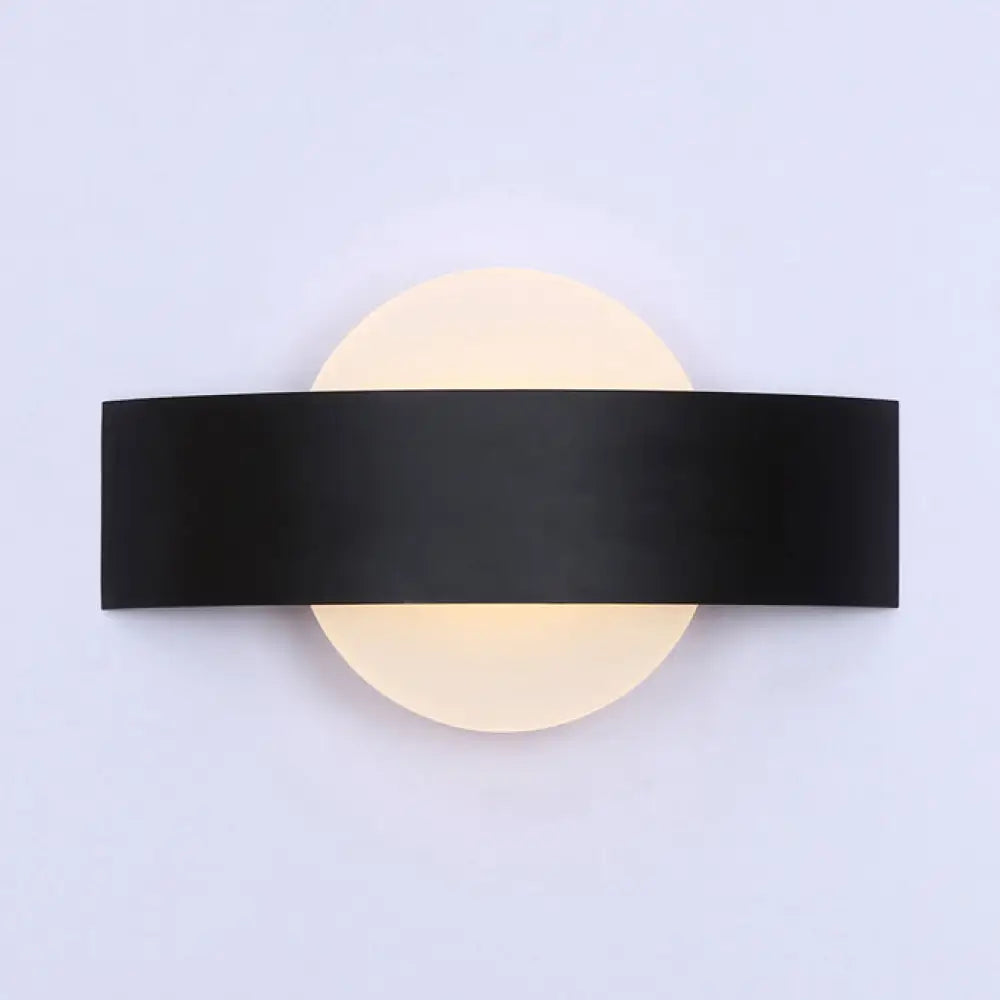 Modern Acrylic Led Wall Sconce With Metal Backplate In Black/White Finish And White/Warm Lighting