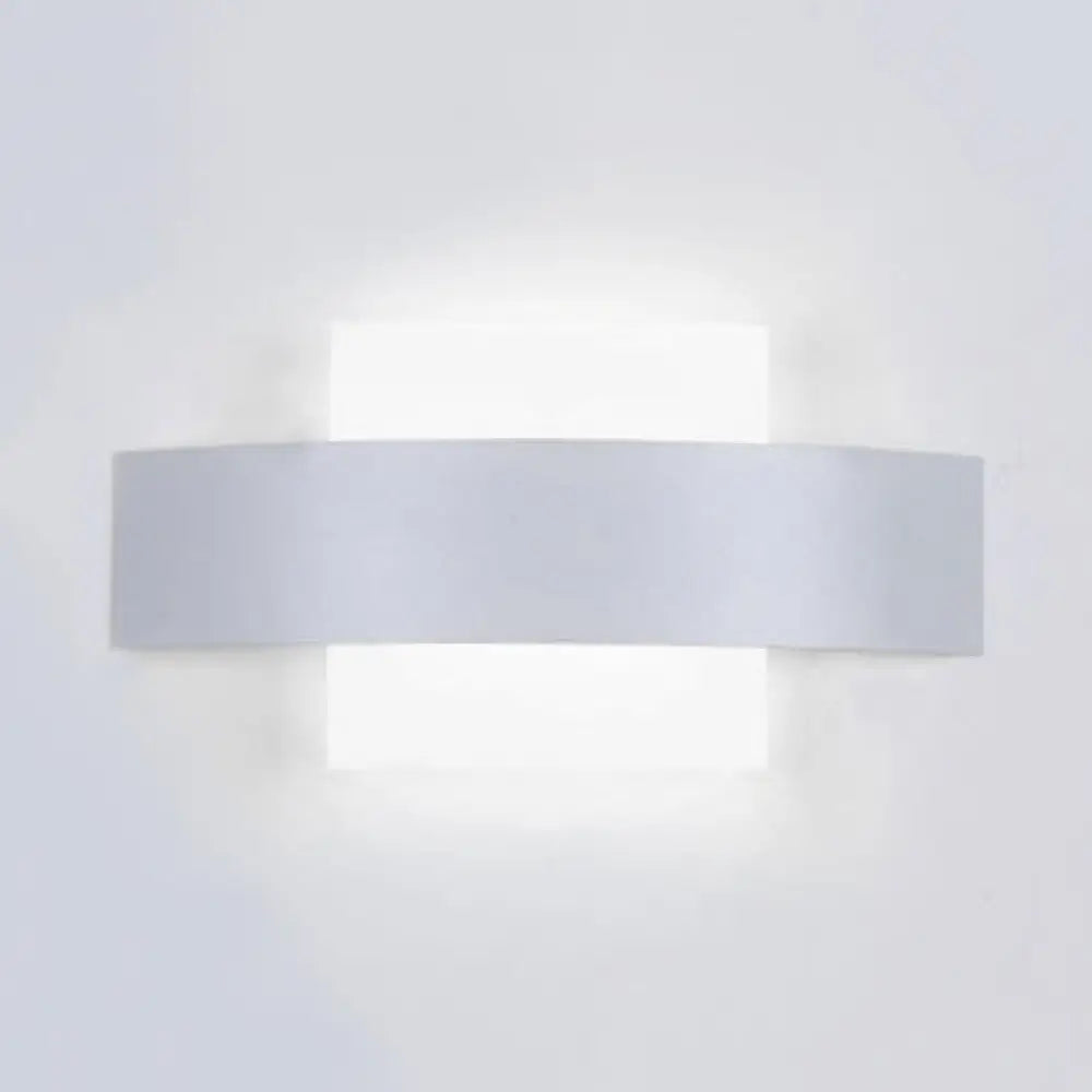 Modern Acrylic Led Wall Sconce With Metal Backplate In Black/White Finish And White/Warm Lighting