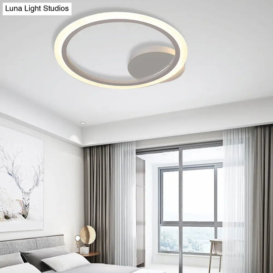 Modern Acrylic Light Ring Fixture For Bedroom Ceiling – Unique White Lighting (1/2/3 Lights