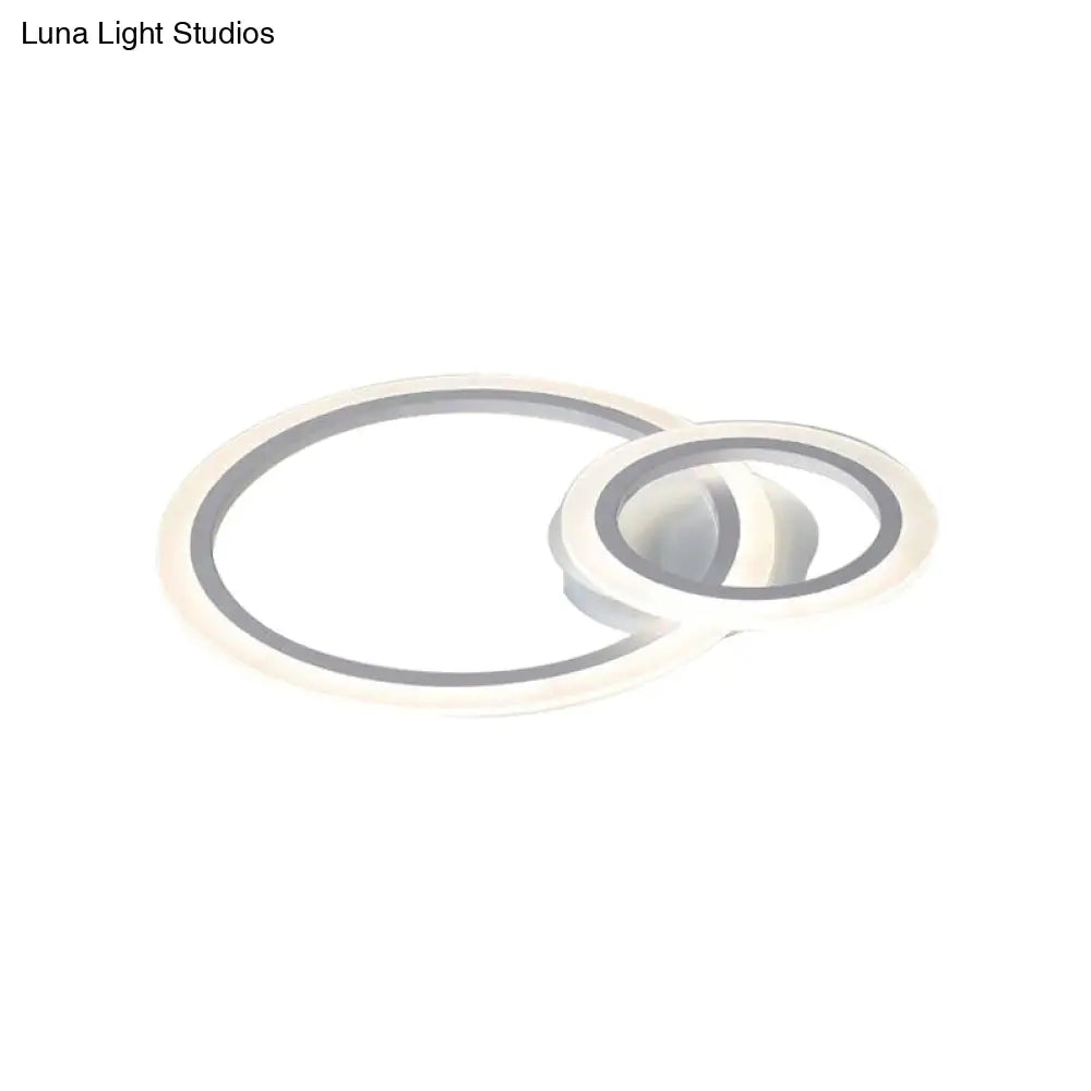 Modern Acrylic Light Ring Fixture For Bedroom Ceiling Unique White Lighting (1/2/3 Lights