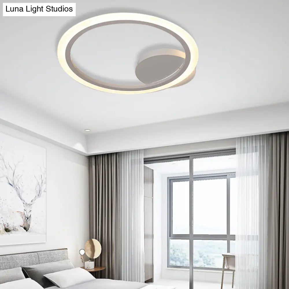 Modern Acrylic Light Ring Fixture For Bedroom Ceiling Unique White Lighting (1/2/3 Lights