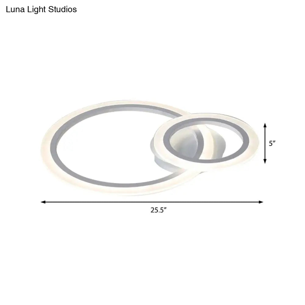 Modern Acrylic Light Ring Fixture For Bedroom Ceiling Unique White Lighting (1/2/3 Lights