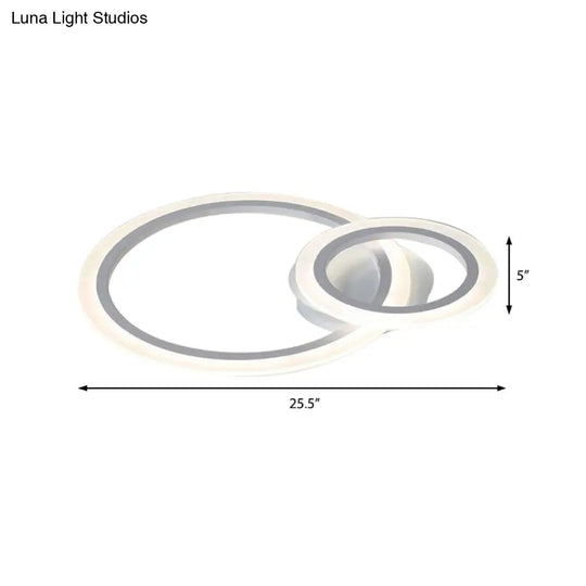 Modern Acrylic Light Ring Fixture For Bedroom Ceiling Unique White Lighting (1/2/3 Lights