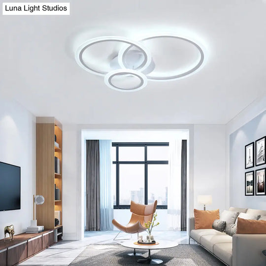 Modern Acrylic Light Ring Fixture For Bedroom Ceiling – Unique White Lighting (1/2/3 Lights