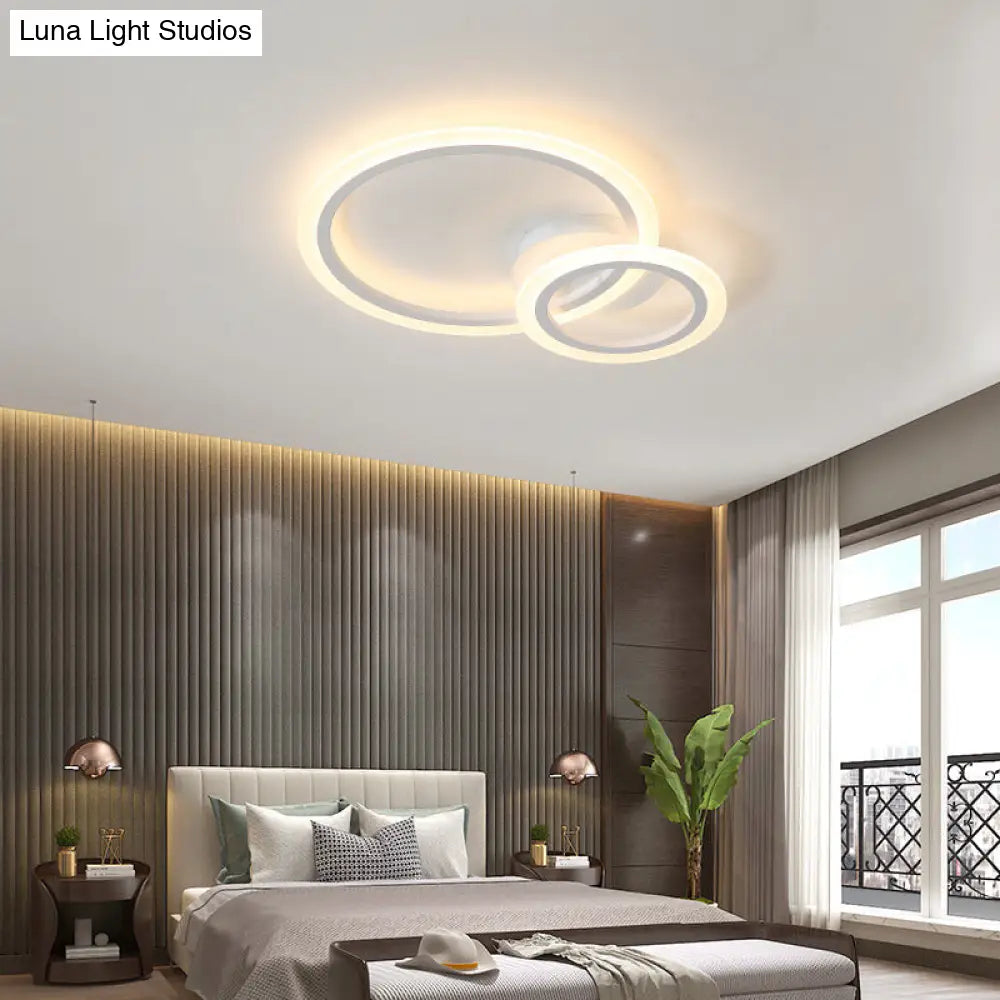 Modern Acrylic Light Ring Fixture For Bedroom Ceiling Unique White Lighting (1/2/3 Lights