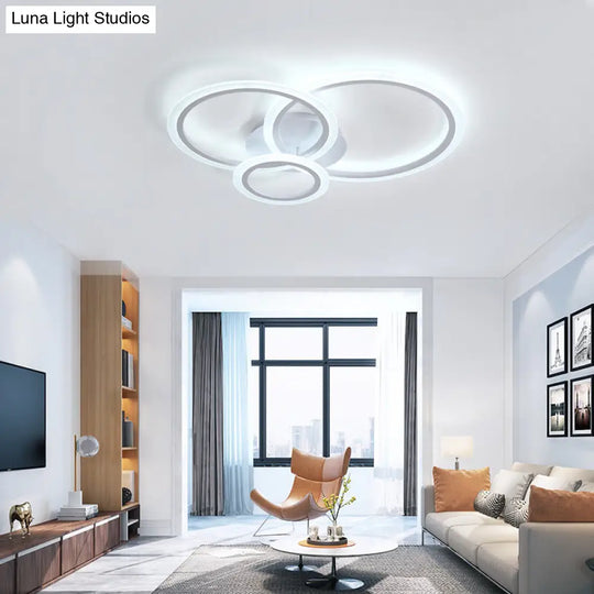 Modern Acrylic Light Ring Fixture For Bedroom Ceiling Unique White Lighting (1/2/3 Lights