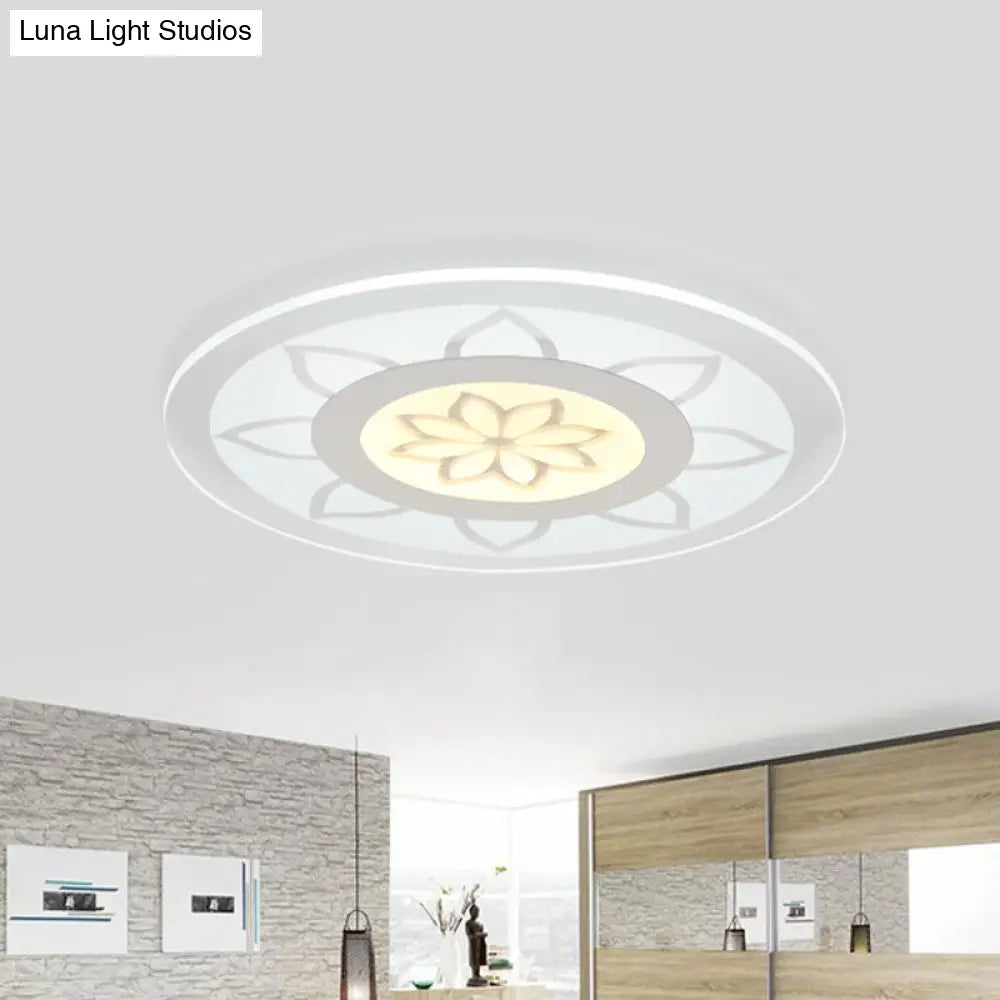 Modern Acrylic Lotus Flush Mount - 16.5/20.5 Wide Ceiling Lamp In Warm/White/3 Color Light For