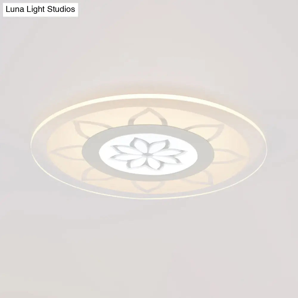 Modern Acrylic Lotus Flush Mount - 16.5’/20.5’ Wide Ceiling Lamp In Warm/White/3 Color Light