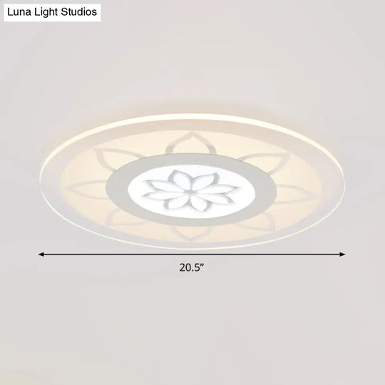 Modern Acrylic Lotus Flush Mount - 16.5/20.5 Wide Ceiling Lamp In Warm/White/3 Color Light For