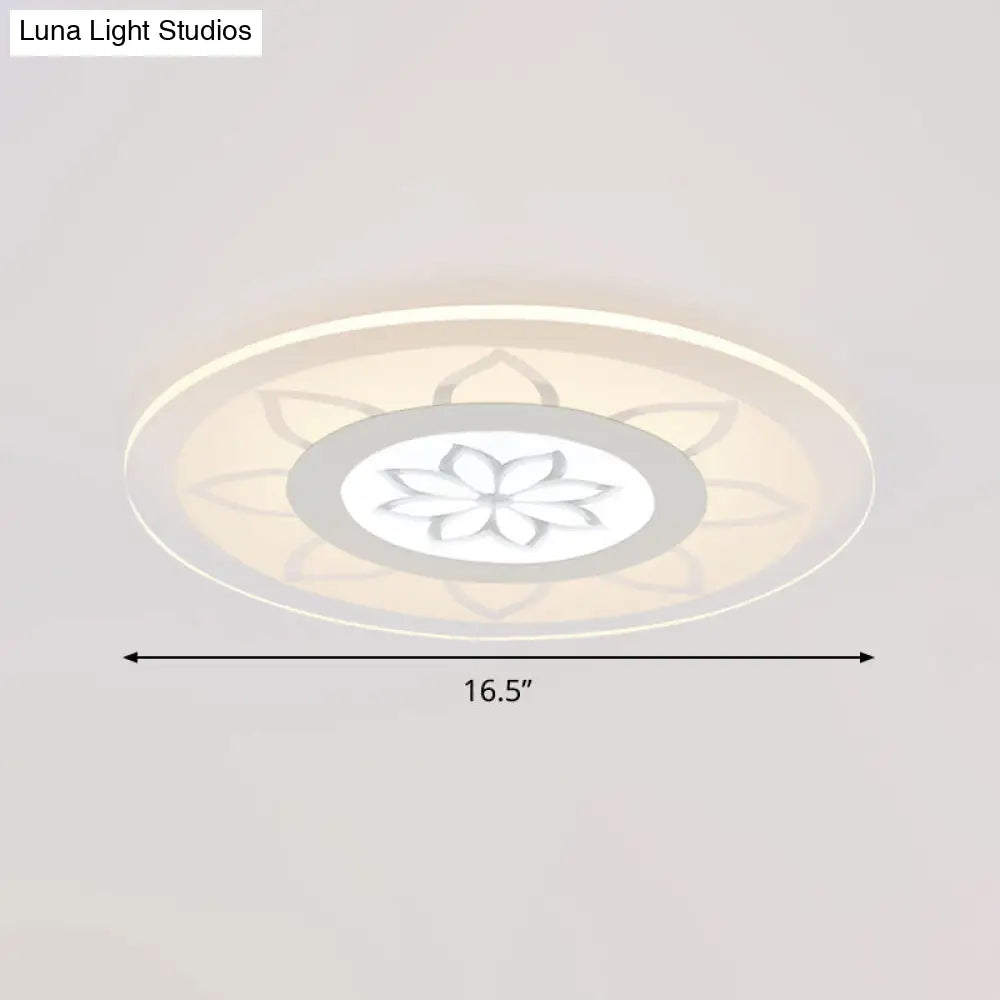 Modern Acrylic Lotus Flush Mount - 16.5/20.5 Wide Ceiling Lamp In Warm/White/3 Color Light For