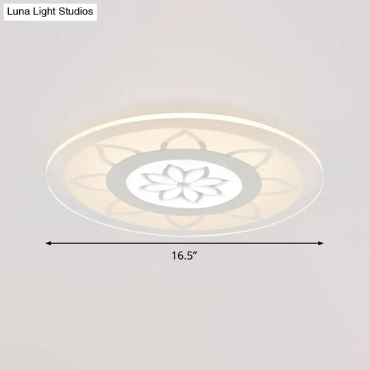 Modern Acrylic Lotus Flush Mount - 16.5/20.5 Wide Ceiling Lamp In Warm/White/3 Color Light For
