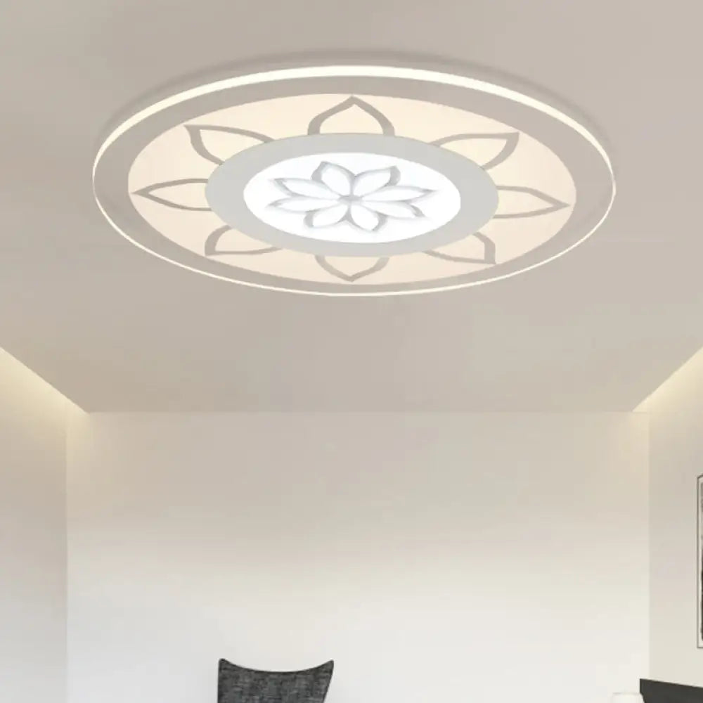 Modern Acrylic Lotus Flush Mount - 16.5’/20.5’ Wide Ceiling Lamp In Warm/White/3 Color Light