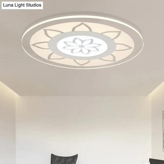 Modern Acrylic Lotus Flush Mount - 16.5/20.5 Wide Ceiling Lamp In Warm/White/3 Color Light For