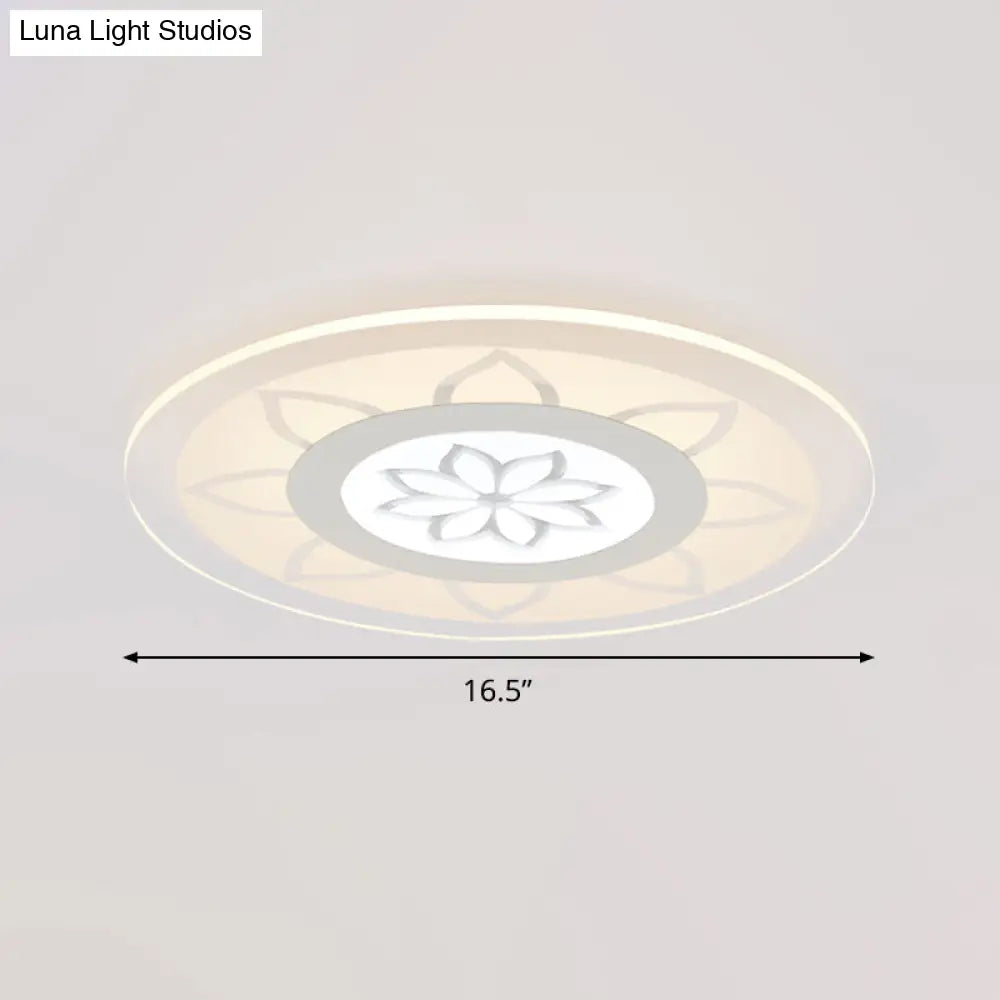 Modern Acrylic Lotus Flush Mount - 16.5’/20.5’ Wide Ceiling Lamp In Warm/White/3 Color Light