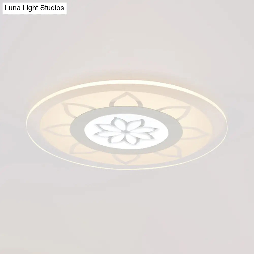 Modern Acrylic Lotus Flush Mount - 16.5/20.5 Wide Ceiling Lamp In Warm/White/3 Color Light For