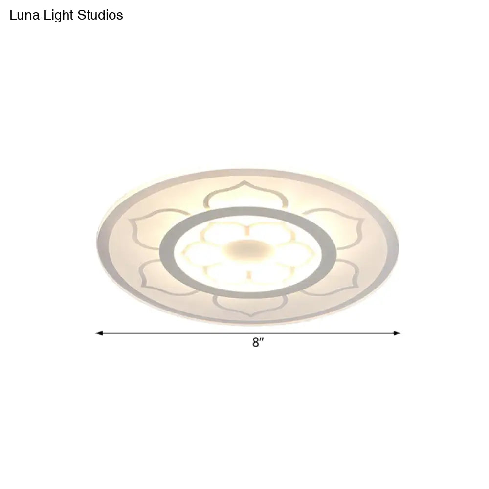 Modern Acrylic Lotus Flush Mount Lamp - Led Ceiling Light (8’/16.5’/20.5’) In Warm Or White