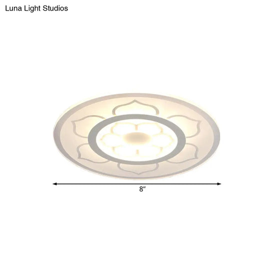 Modern Acrylic Lotus Flush Mount Lamp - Led Ceiling Light (8/16.5/20.5) In Warm Or White