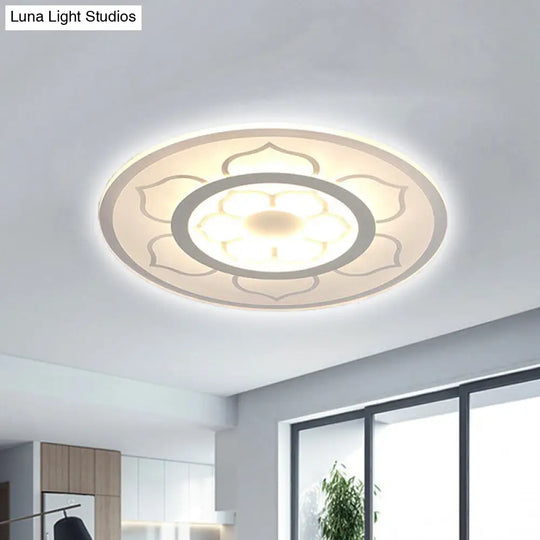 Modern Acrylic Lotus Flush Mount Lamp - Led Ceiling Light (8/16.5/20.5) In Warm Or White