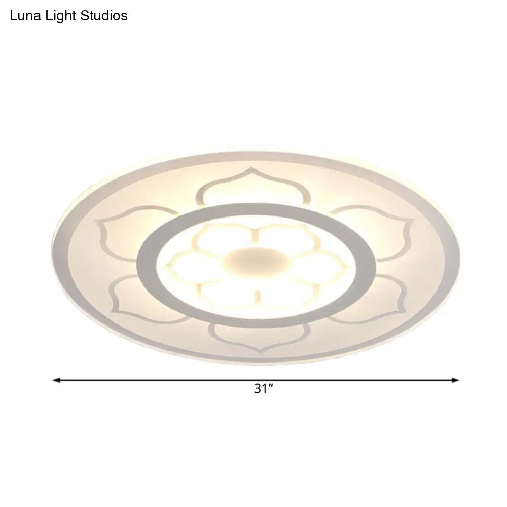 Modern Acrylic Lotus Flush Mount Lamp - Led Ceiling Light (8/16.5/20.5) In Warm Or White