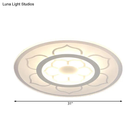 Modern Acrylic Lotus Flush Mount Lamp - Led Ceiling Light (8/16.5/20.5) In Warm Or White