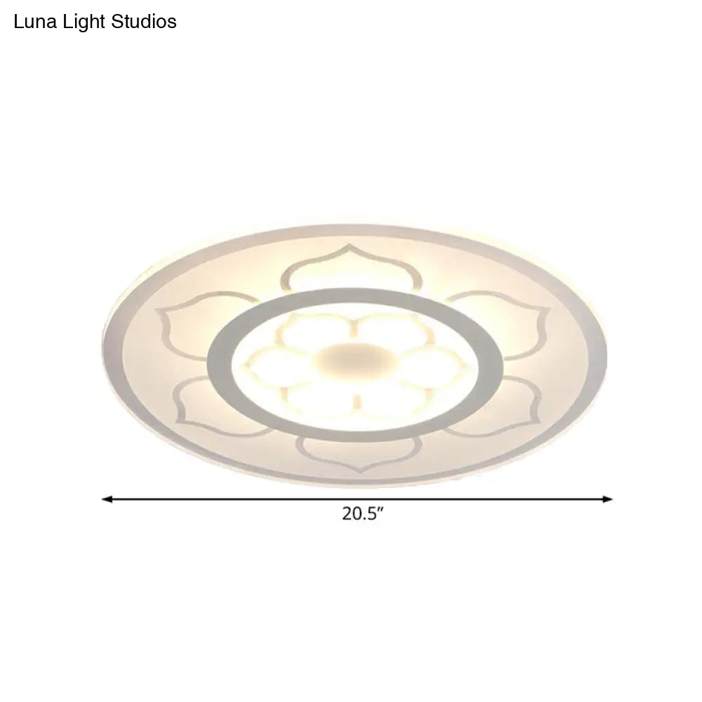 Modern Acrylic Lotus Flush Mount Lamp - Led Ceiling Light (8/16.5/20.5) In Warm Or White