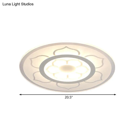 Modern Acrylic Lotus Flush Mount Lamp - Led Ceiling Light (8/16.5/20.5) In Warm Or White