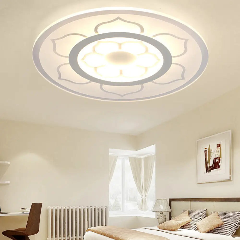 Modern Acrylic Lotus Flush Mount Lamp - Led Ceiling Light (8’/16.5’/20.5’) In Warm Or White / 8’