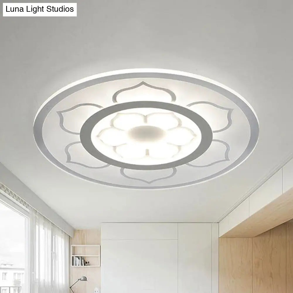 Modern Acrylic Lotus Flush Mount Lamp - Led Ceiling Light (8/16.5/20.5) In Warm Or White