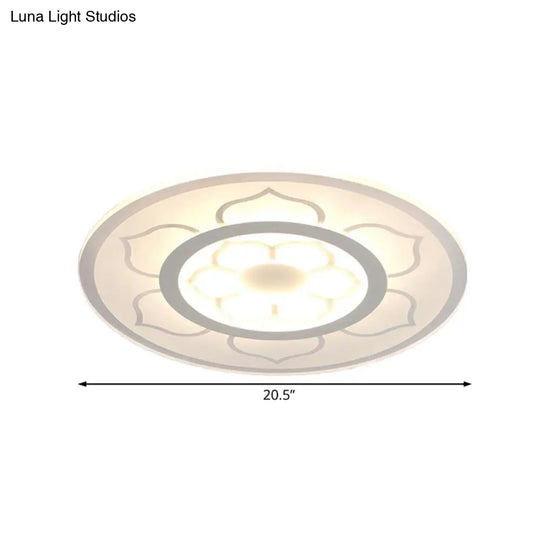 Modern Acrylic Lotus Flush Mount Lamp - Led Ceiling Light (8’/16.5’/20.5’) In Warm Or White