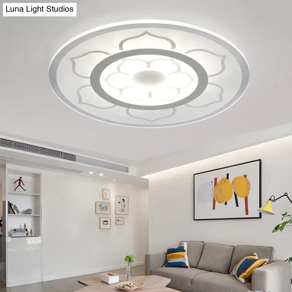 Modern Acrylic Lotus Flush Mount Lamp - Led Ceiling Light (8’/16.5’/20.5’) In Warm Or White