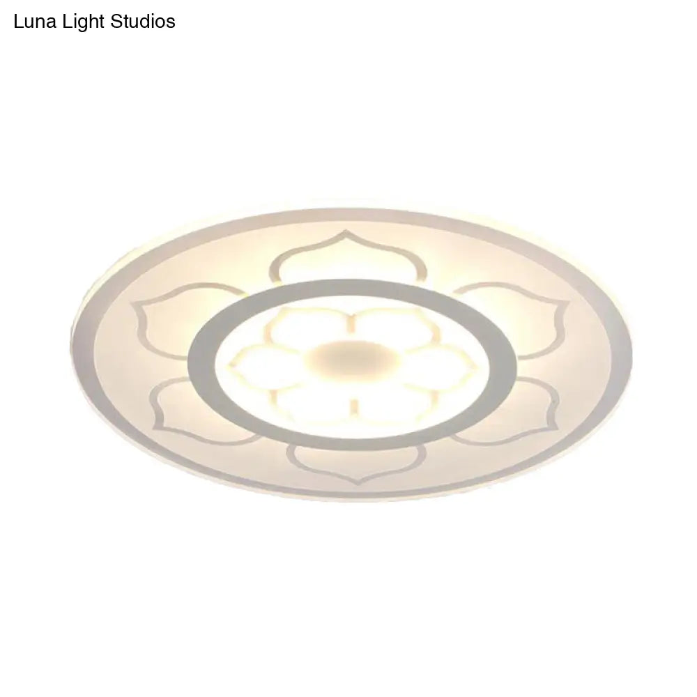 Modern Acrylic Lotus Flush Mount Lamp - Led Ceiling Light (8/16.5/20.5) In Warm Or White