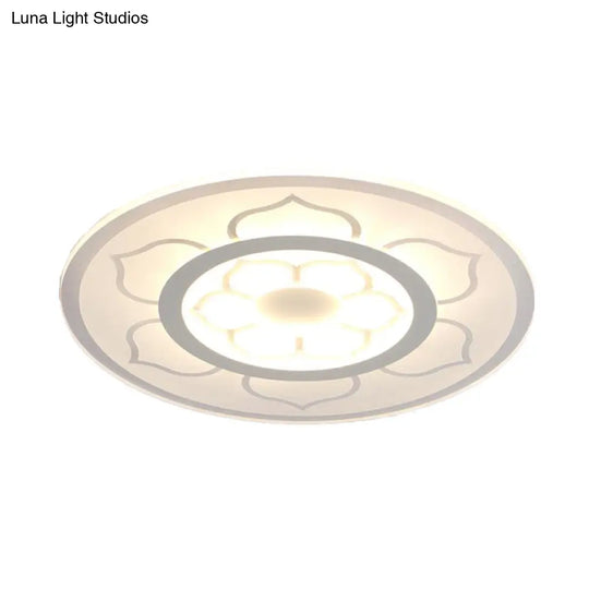 Modern Acrylic Lotus Flush Mount Lamp - Led Ceiling Light (8’/16.5’/20.5’) In Warm Or White