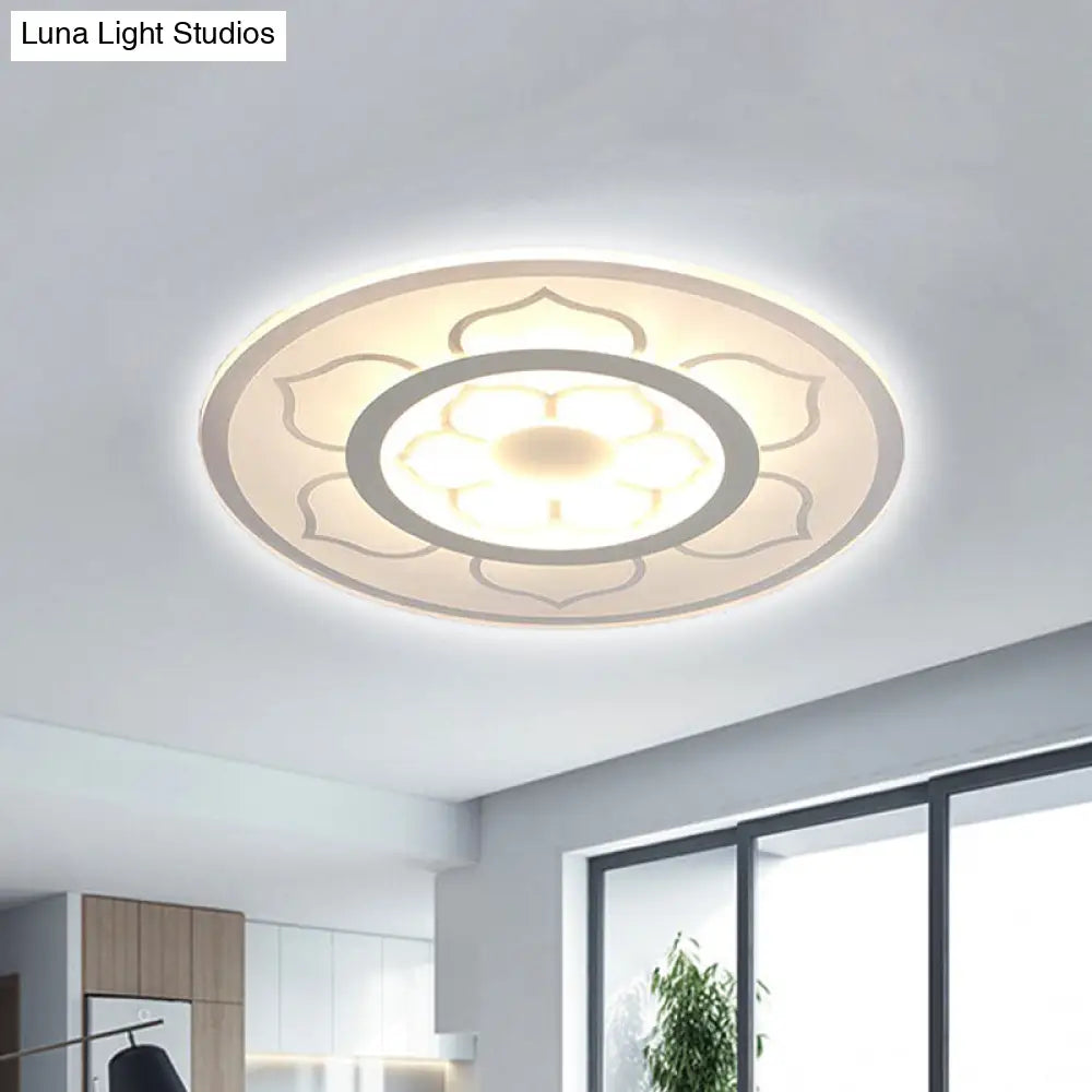 Modern Acrylic Lotus Flush Mount Lamp - Led Ceiling Light (8’/16.5’/20.5’) In Warm Or White