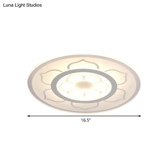 Modern Acrylic Lotus Flush Mount Lamp - Led Ceiling Light (8/16.5/20.5) In Warm Or White