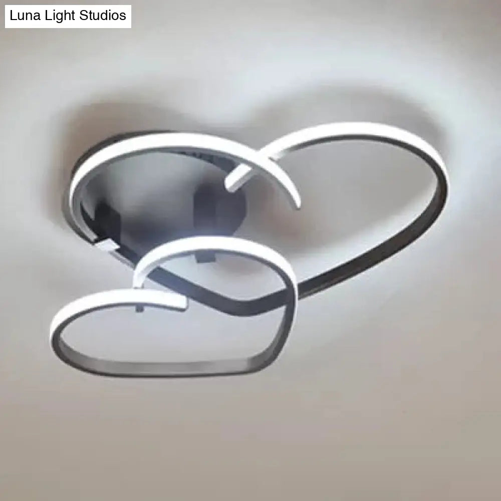 Modern Acrylic Loving Heart Brown Ceiling Light For Child Bedroom - Flush Mount Fixture / 21.5 White