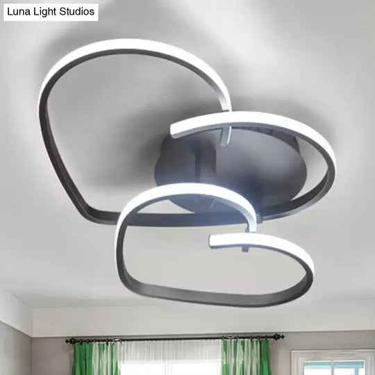 Modern Acrylic Loving Heart Brown Ceiling Light For Child Bedroom - Flush Mount Fixture / 25.5 Warm