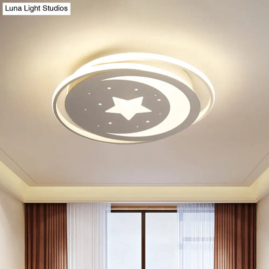 Modern Acrylic Moon And Stars Led Flush Mount Ceiling Light With White/Warm - 16/19.5 Width