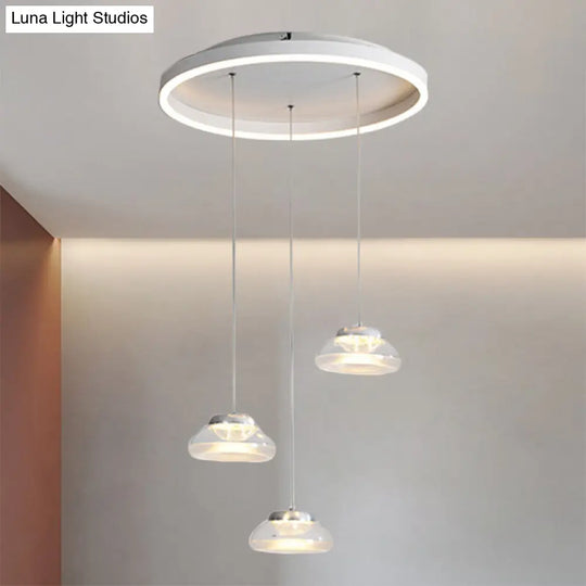 Modern Acrylic Oval Cluster Pendant Light - 3-Light Led Suspension Lamp In White/Warm