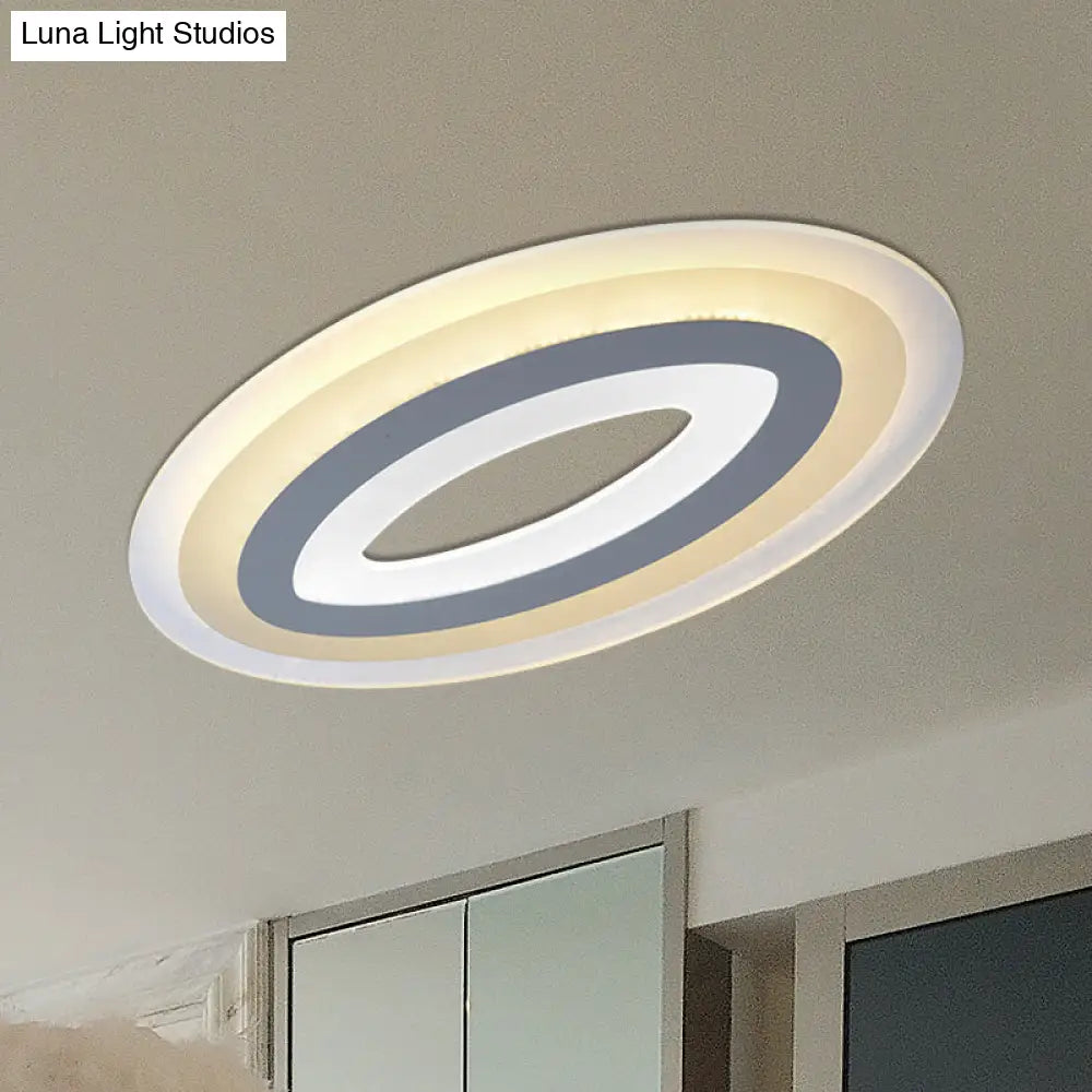 Modern Acrylic Oval Led Ceiling Light Fixture - Warm/White Multiple Sizes