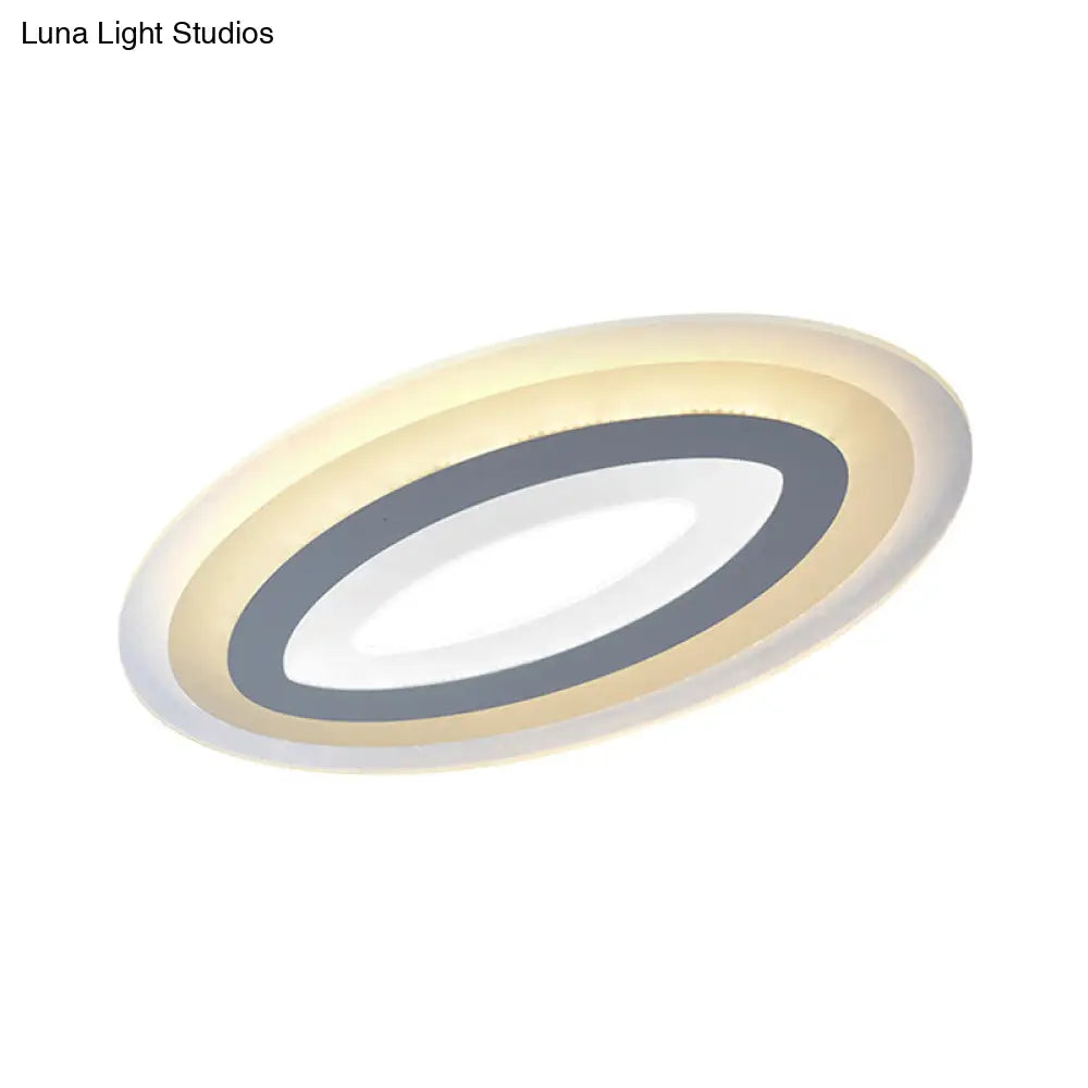 Modern Acrylic Oval Led Ceiling Light Fixture - Warm/White Multiple Sizes