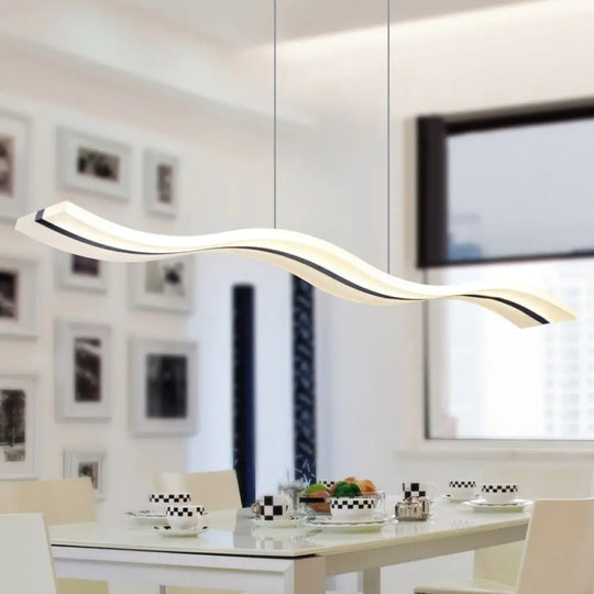 Modern Acrylic Pendant Led Ceiling Light With Wave Design For Island - Warm/White/Natural Lighting