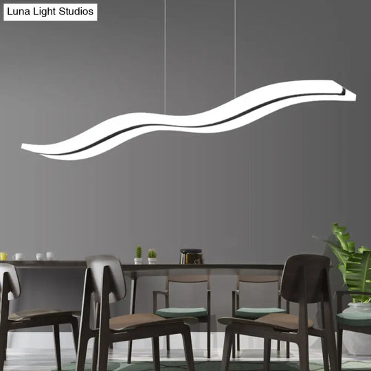 Wavy Acrylic Led Pendant Light For Modern Island Ceilings In Warm/White/Natural