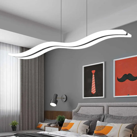 Modern Acrylic Pendant Led Ceiling Light With Wave Design For Island - Warm/White/Natural Lighting