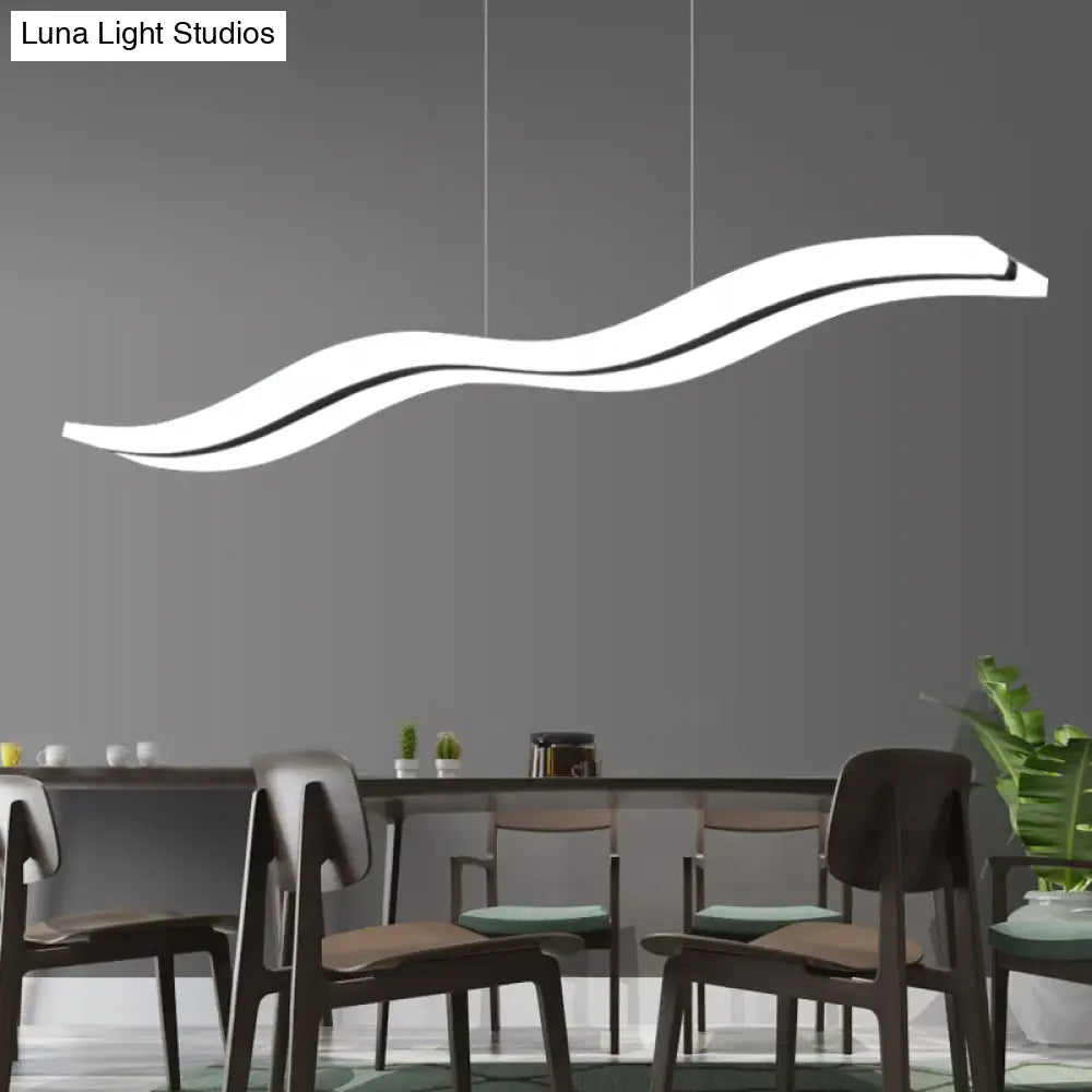 Modern Acrylic Pendant Led Ceiling Light With Wave Design For Island - Warm/White/Natural Lighting