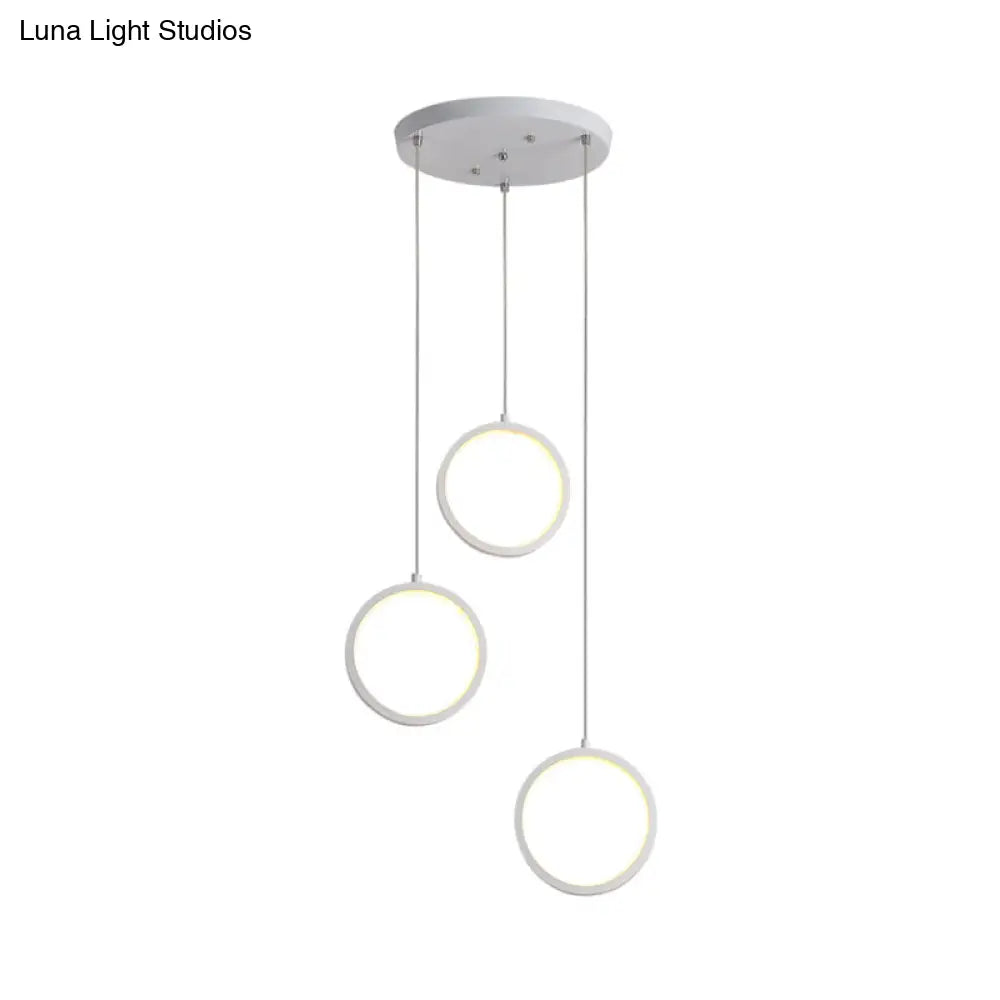 Modern Acrylic Cluster Pendant With 3 Lights Warm/White Lighting And Round/Linear Canopy -