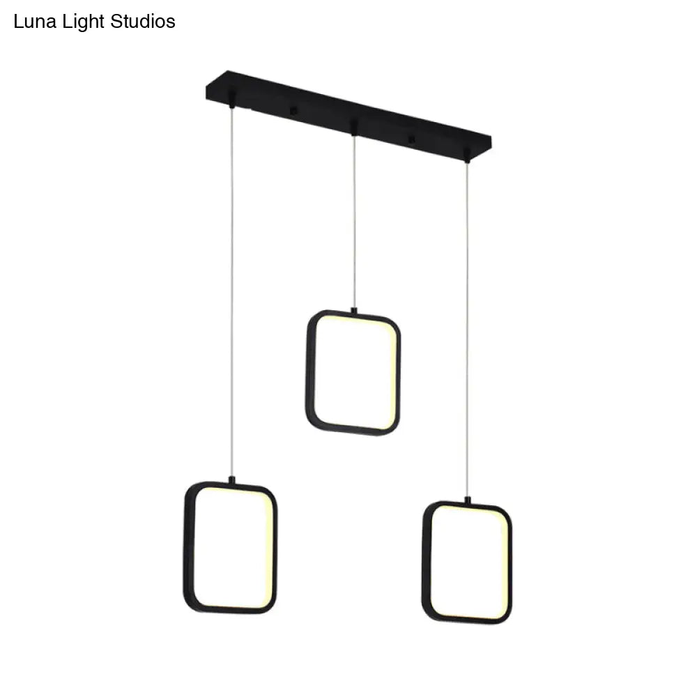 Modern Acrylic Pendant Light With 3 Lights Black/White Finish Square/Circle Cluster Design